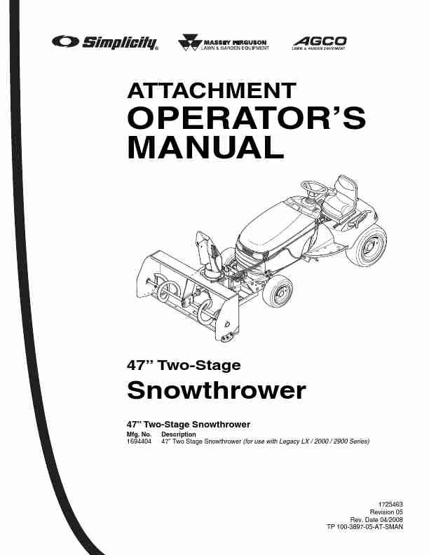 Massey Ferguson L&G; Snow Blower 1694404-page_pdf